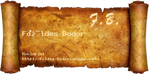 Földes Bodor névjegykártya